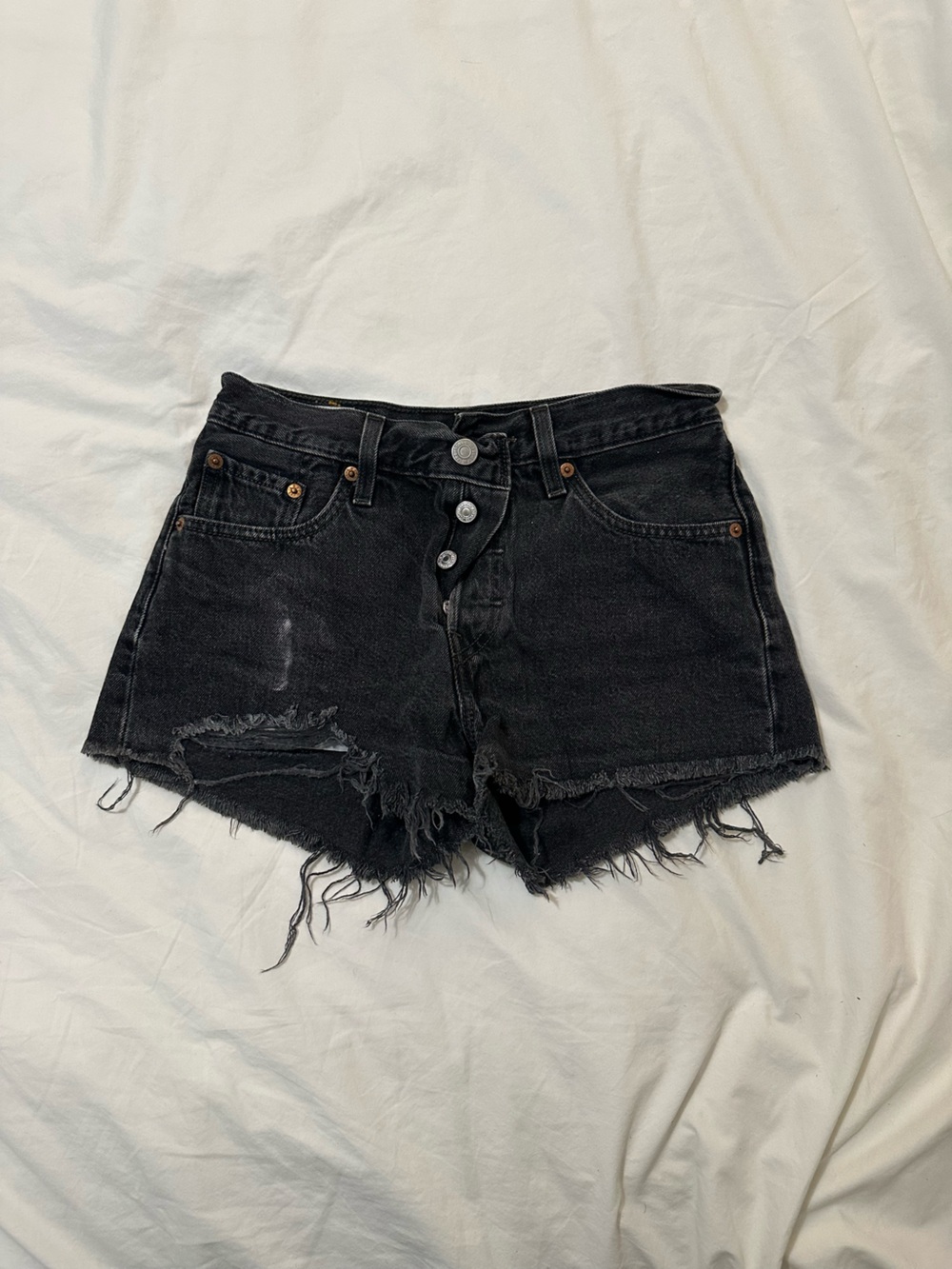 Women's Distressed Black Denim Levi’s Shorts